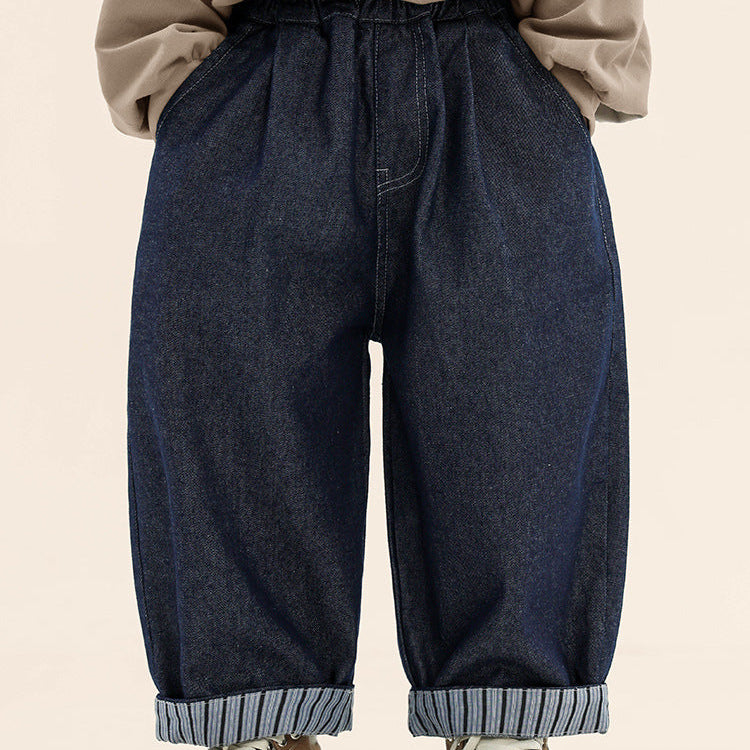 【90-140】ストライプデザインロングパンツ