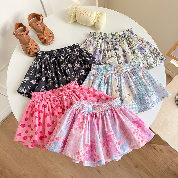 【90-140】ノースリトップス×総柄ショートパンツセット