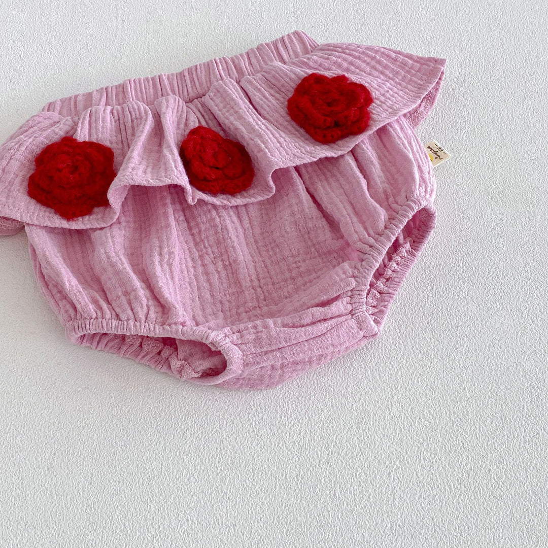 【73-110】キャミソール×バラモチーフブルマセット