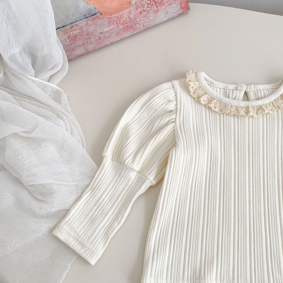 【73-120】レースカラーパフスリーブトップス