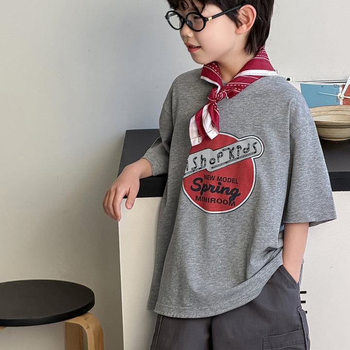 【90-150】ロゴデザインカジュアルTシャツ