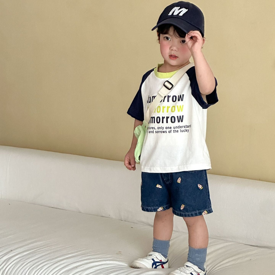 【80-150】英字ロゴラグランスリーブTシャツ