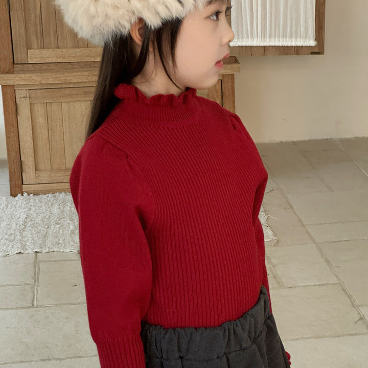 【90-150】パフスリーブハイネックセーター