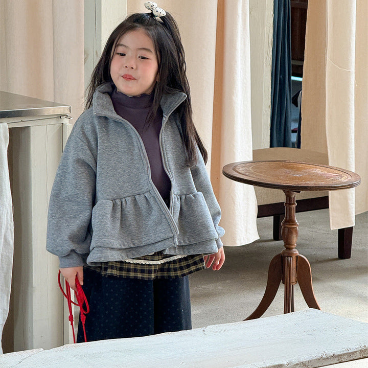 【90-140】ハイネックティアードフルジップトップス