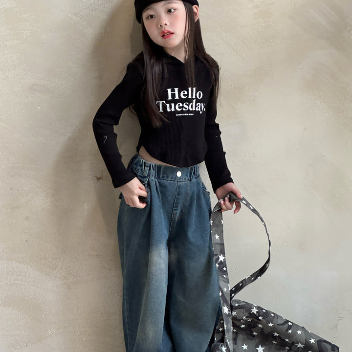【90-150】フート付きショート丈トップス