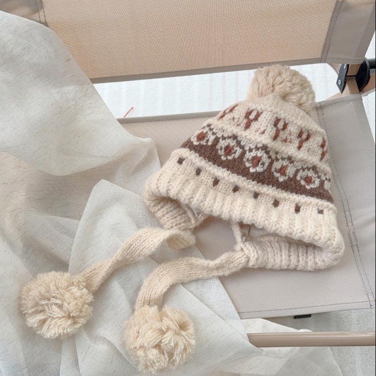 【48-52cm】ポンポン付きニット帽