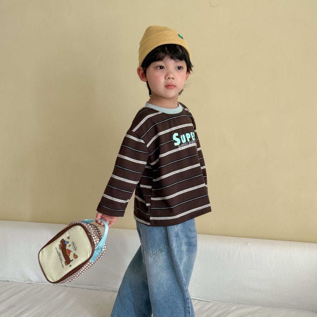【80-150】SUPERボーダー柄ロングTシャツ
