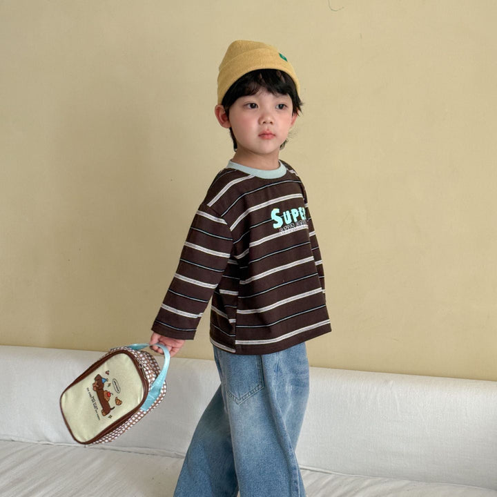 【80-150】SUPERボーダー柄ロングTシャツ