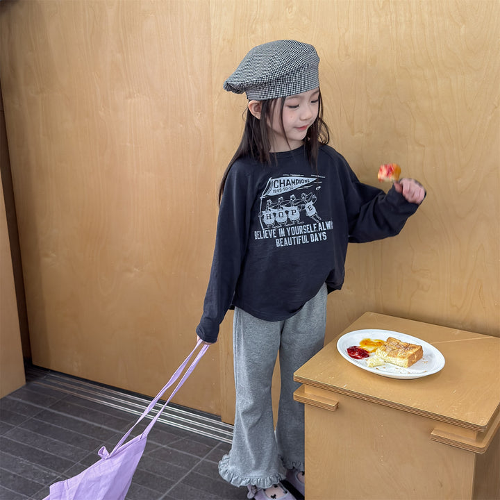 【80-130】フリルヘムロングパンツ