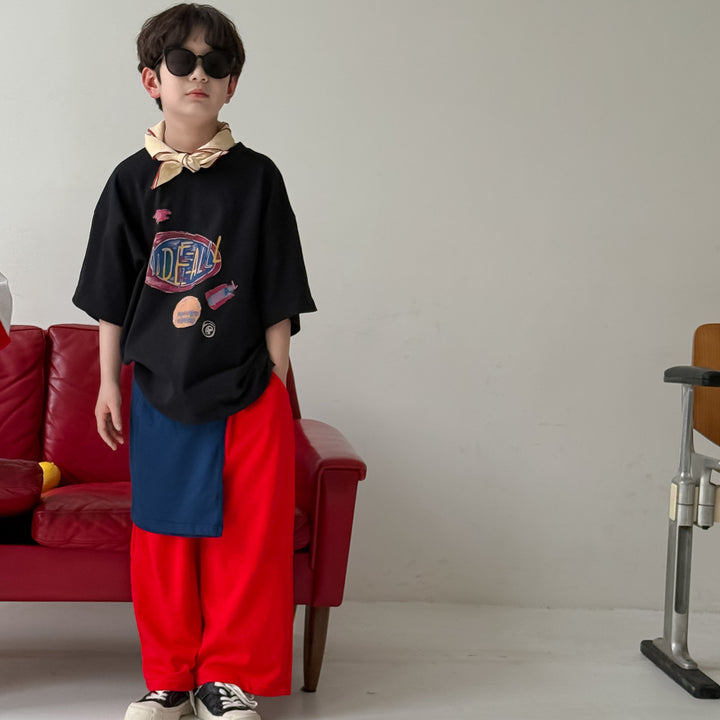 【90-150】レタープリントカジュアルTシャツ