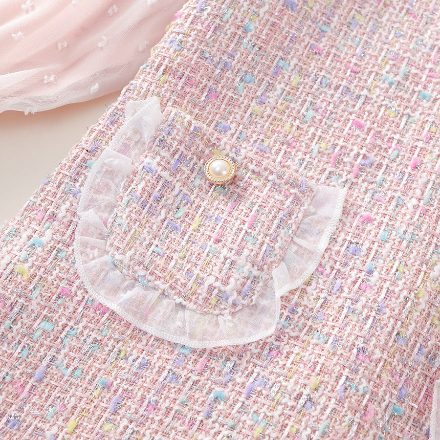 【90-140】レイヤード風長袖ワンピース