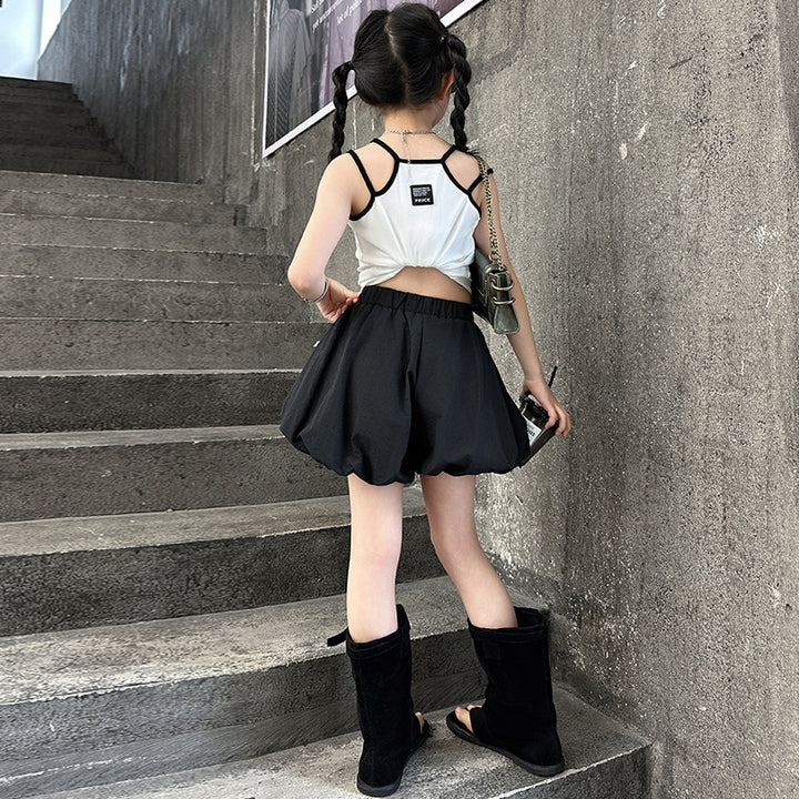 【120-150】サイドリボンバルーンショートパンツ