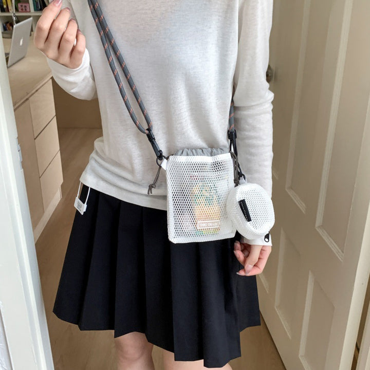 【MOM】ミニポーチ付きメッシュショルダーバッグ