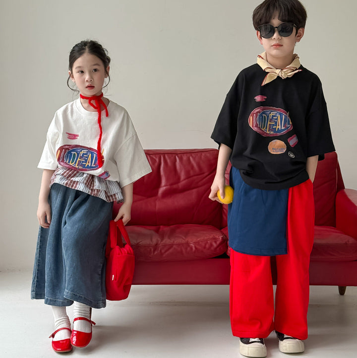 【90-150】レタープリントカジュアルTシャツ