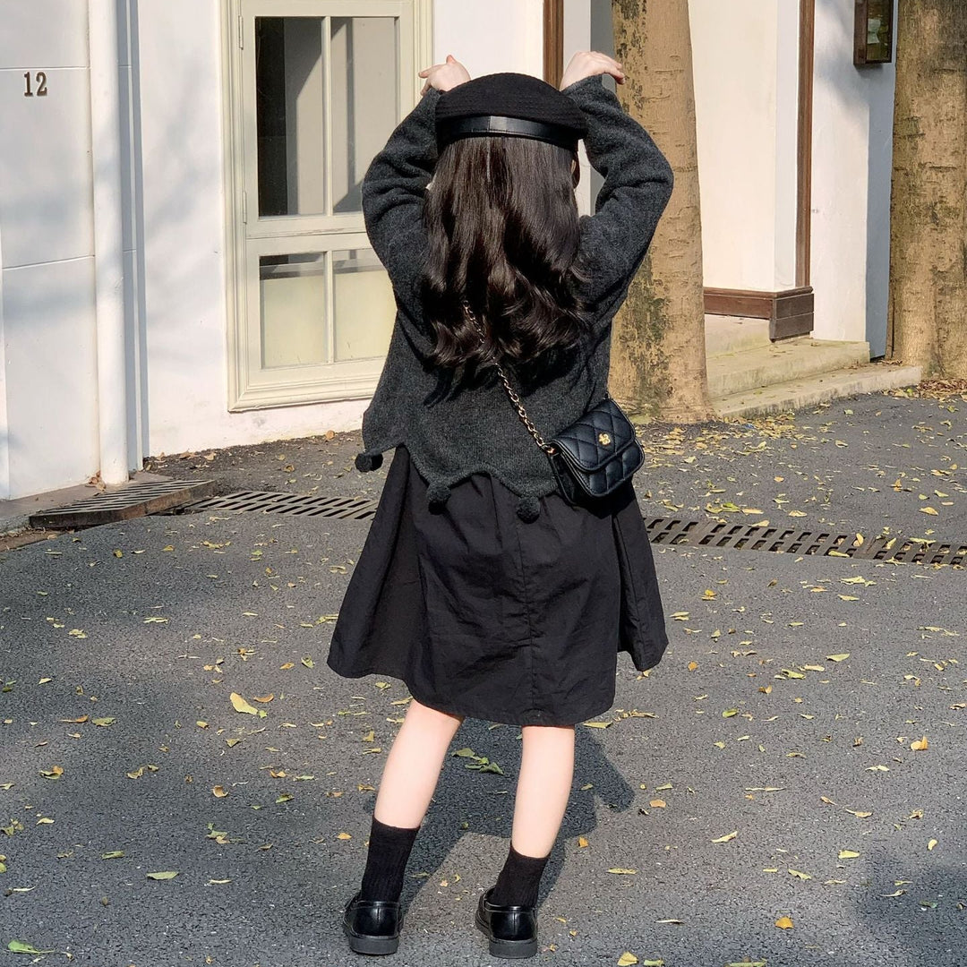 【90-140】デザイン切替シンプルワンピース