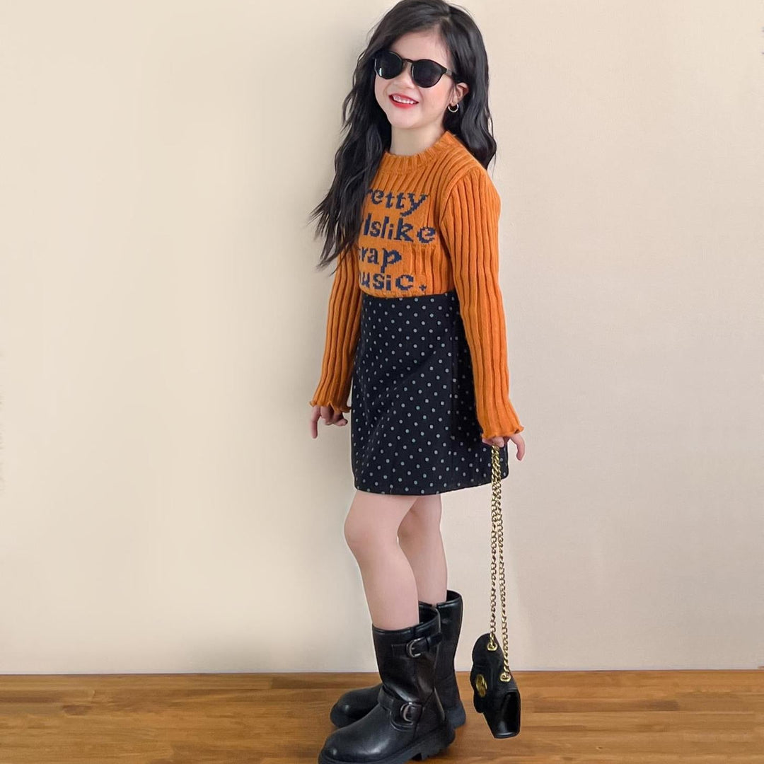 【90-140】フロントロゴリブニットトップス