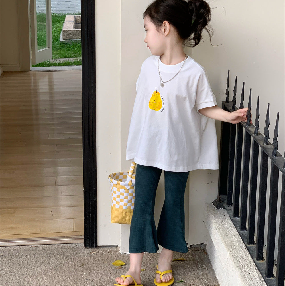 【90-140】洋ナシデザインフレアTシャツ