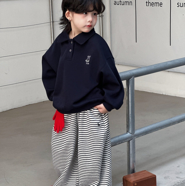 【90-150】オーバーサイズ長袖ポロトップス