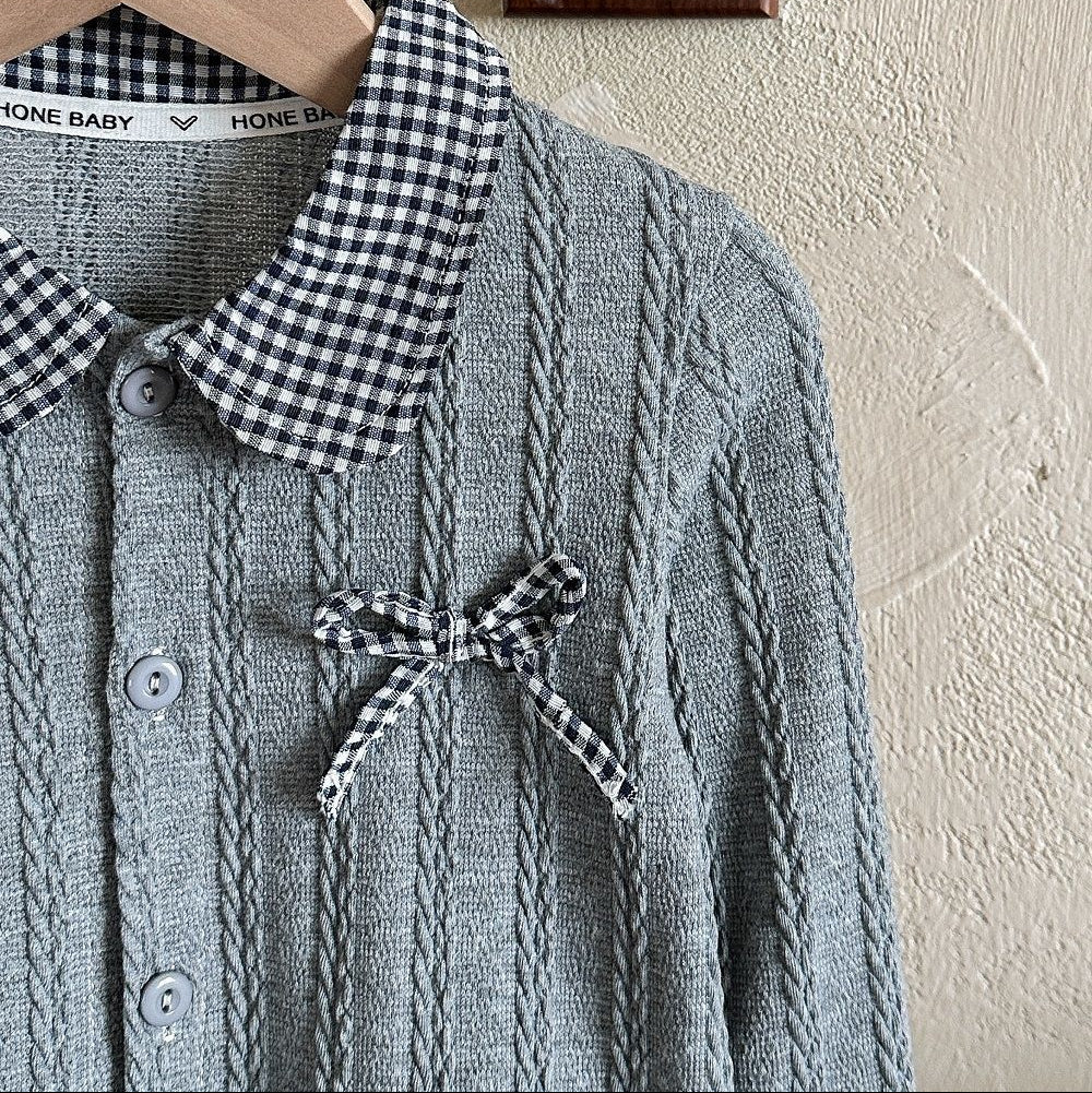 【80-150】リボン＆レイヤード風長袖トップス