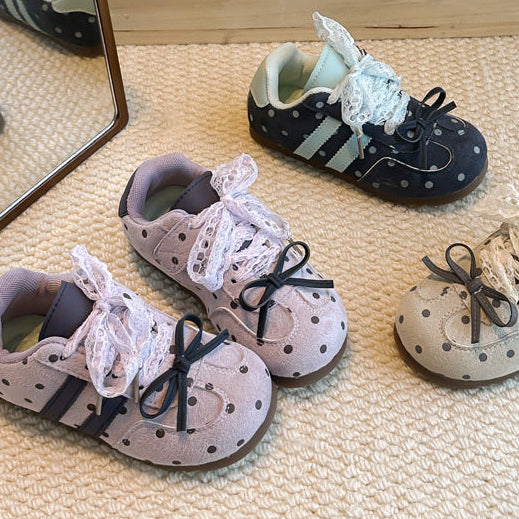 【14.5-21.5】ドット＆リボンデザインスニーカー