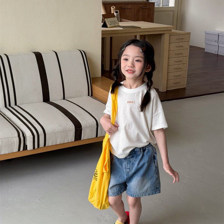 【80-130】ワンポイントシンプルTシャツ