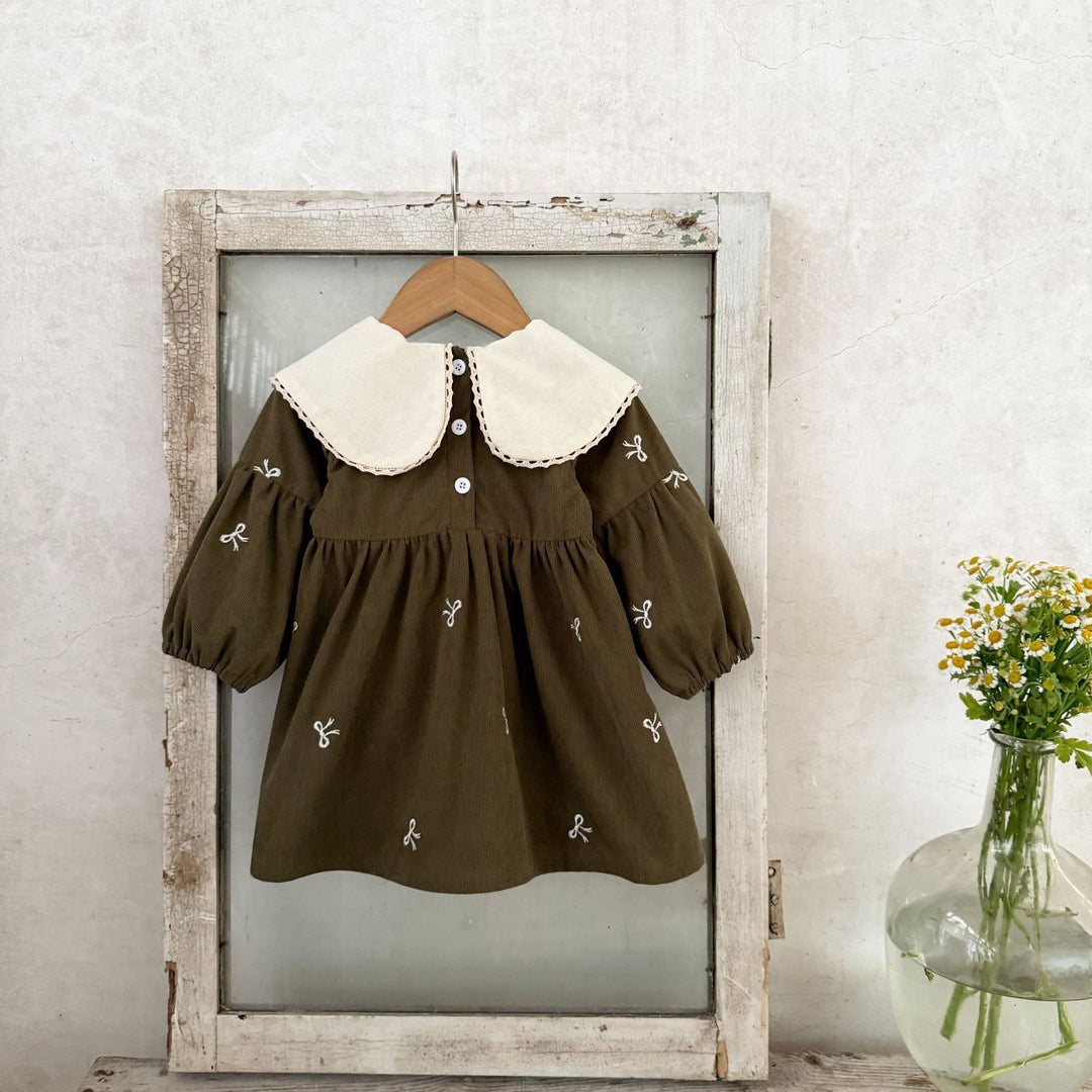 【73-120】リボンデザイン長袖ワンピース