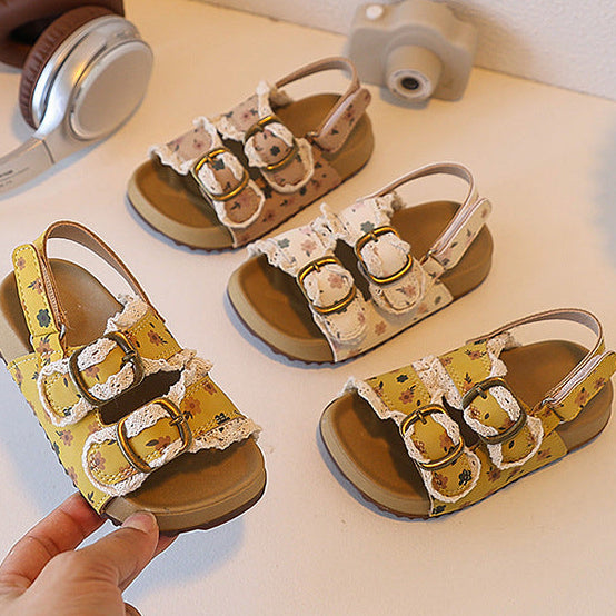 【14.0-21.5】花柄レースデザインサンダル