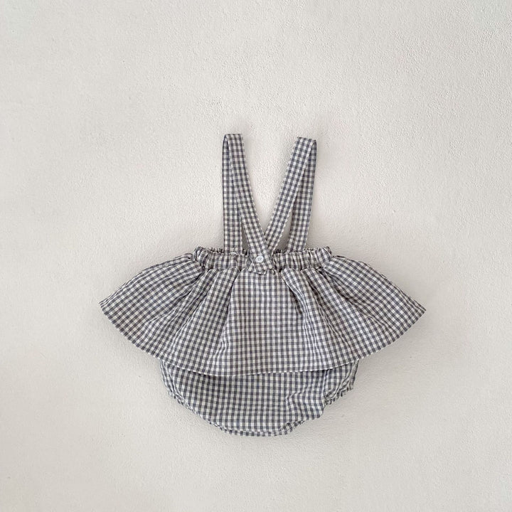 【73-110】チェック＆レースサスペンダーブルマ