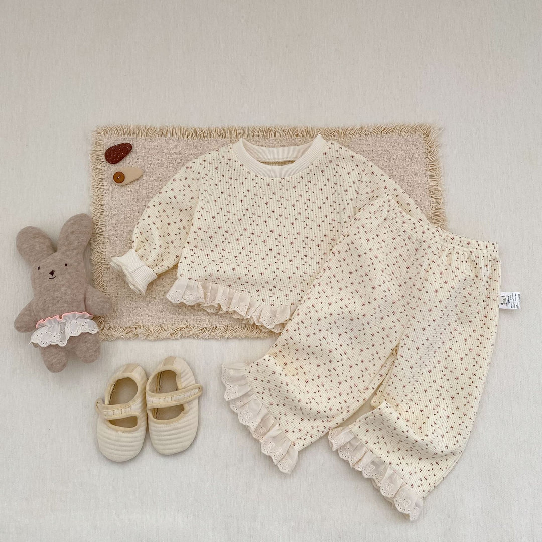 【73-110】レースヘムワッフルセットアップ