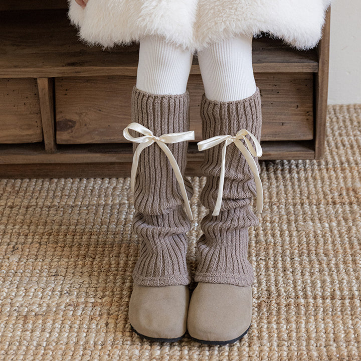 ワンポイントリボンレッグウォーマー