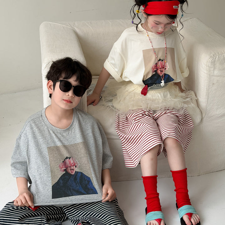 【100-150】フロントプリントTシャツ