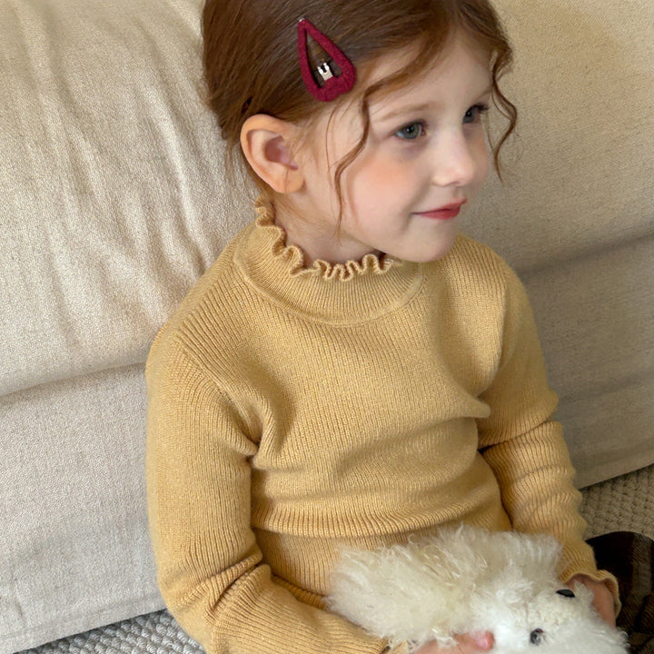 【90-150】ハイネックメロウデザインニット