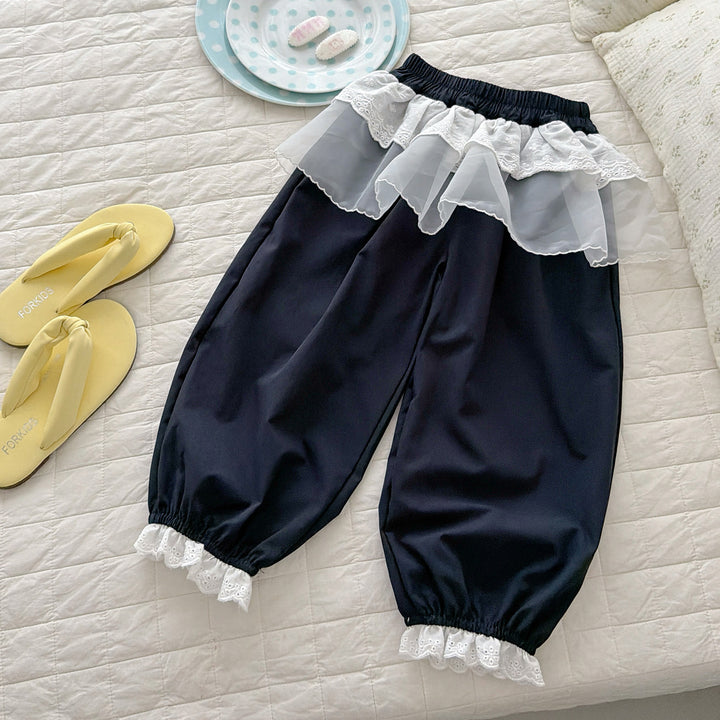 【90-150】レースデザインロングパンツ