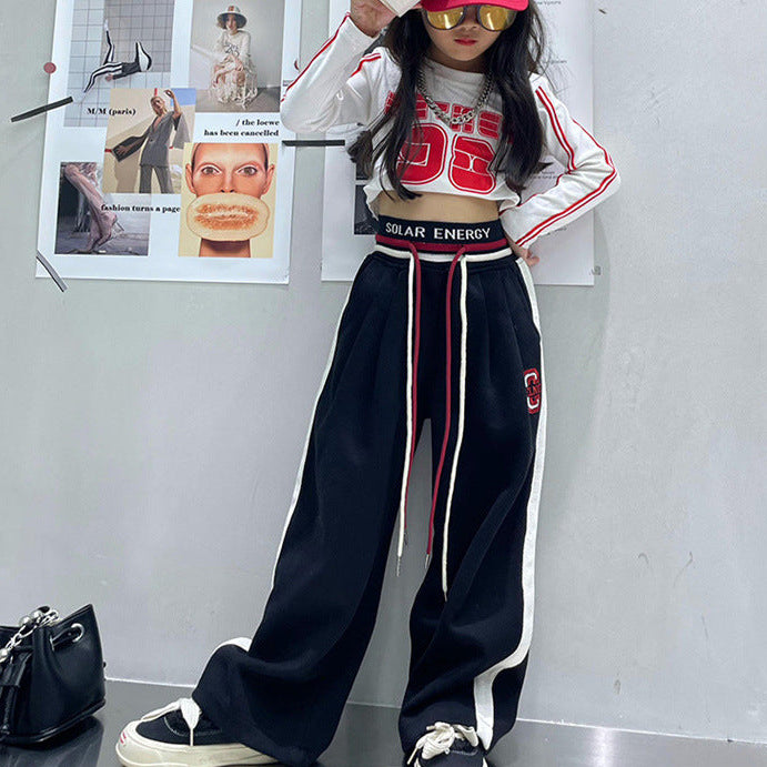 【110-150】ウエストデザインロングパンツ