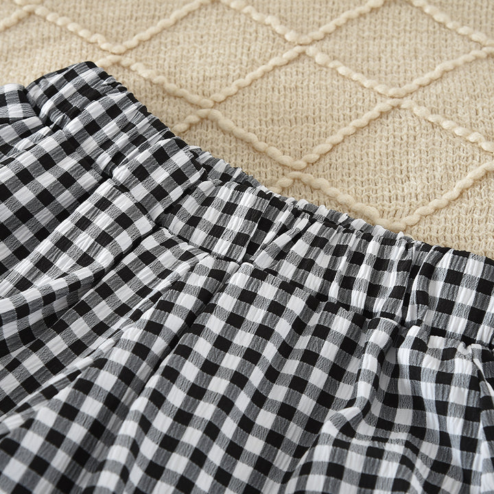 【100-140】おしゃれノースリーブ×チェックバルーンパンツセット