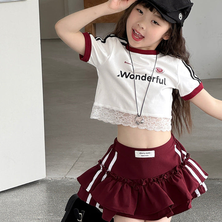 【100-150】サイドラインティアードミニスカート