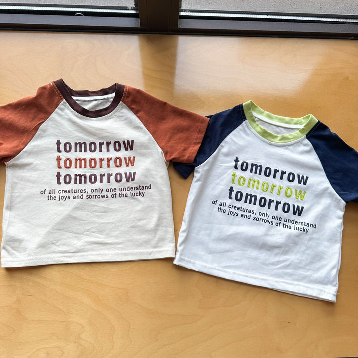 【80-150】英字ロゴラグランスリーブTシャツ