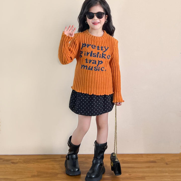 【90-140】フロントロゴリブニットトップス