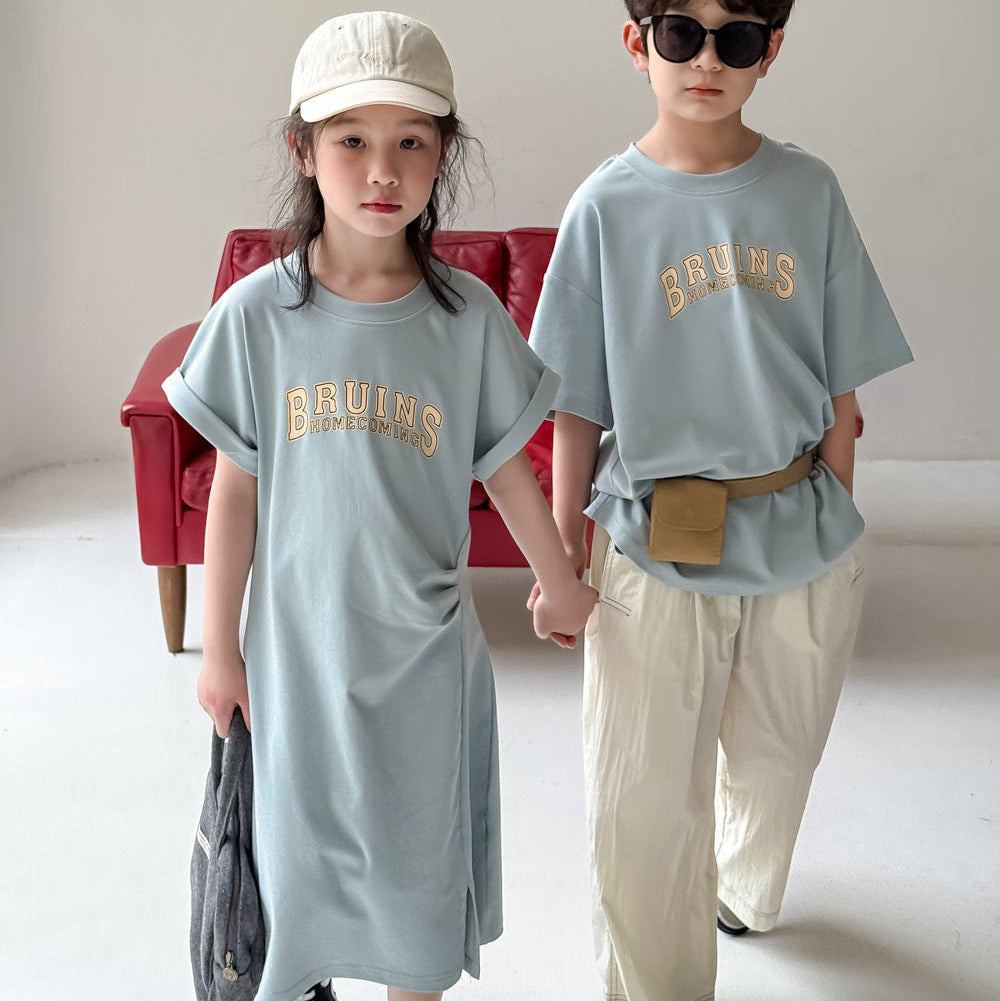 【90-150】フロントロゴTシャツワンピース