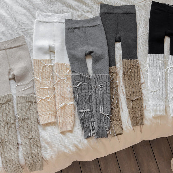 【90-150】リボンレッグウォーマーレギンス