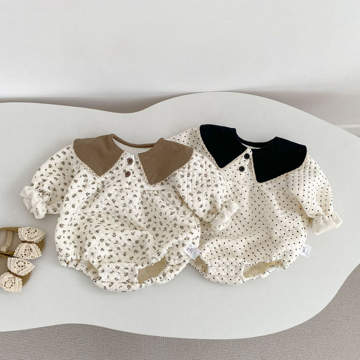 【73-100】襟付きパターンプリントロンパース