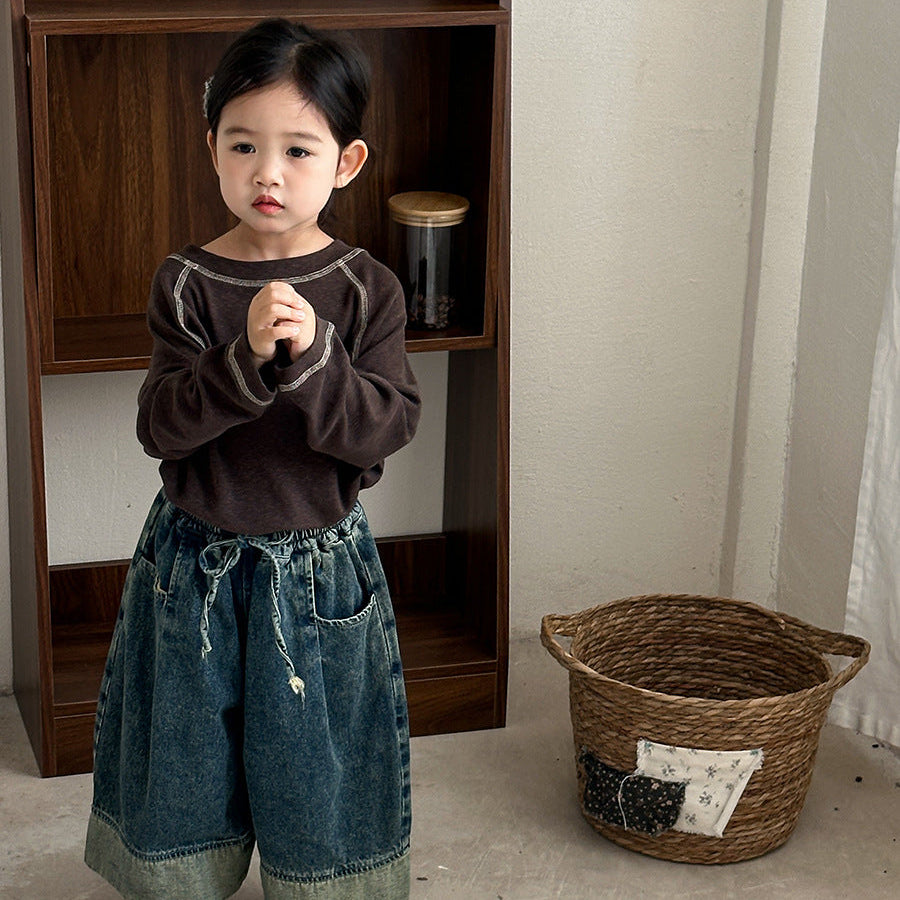 【80-140】ラインデザイン長袖カットソー