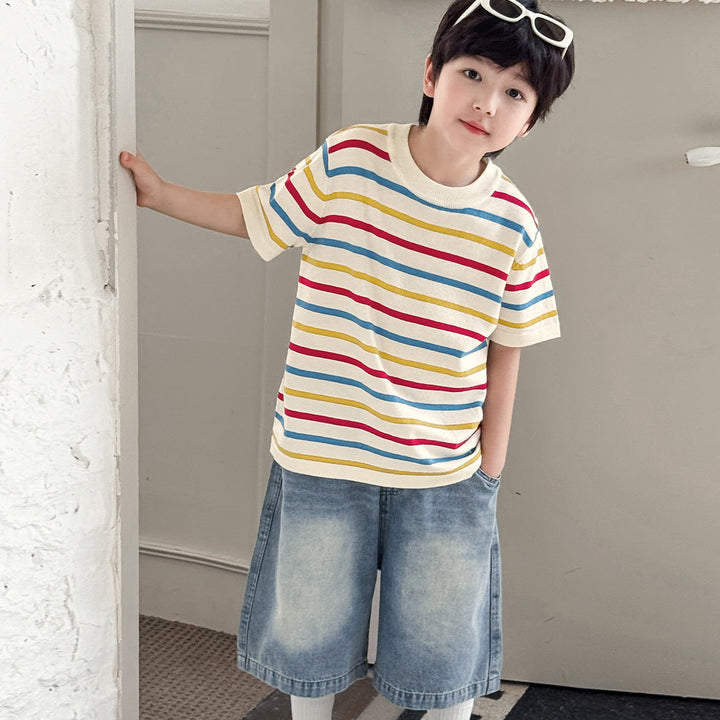 【90-150】ミドル丈シンプルデニムパンツ