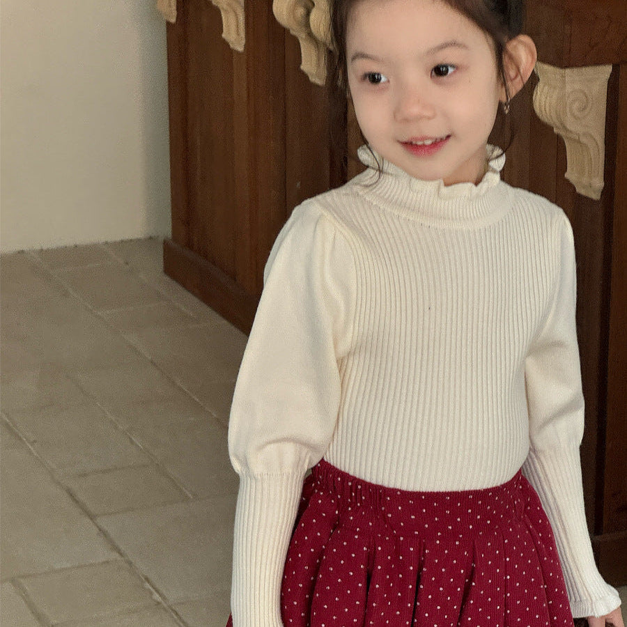 【90-150】パフスリーブハイネックセーター