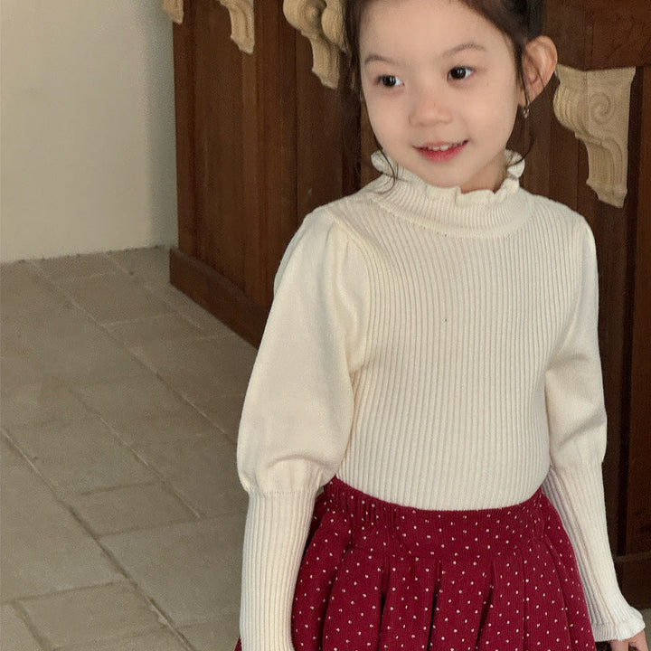 【90-150】パフスリーブハイネックセーター