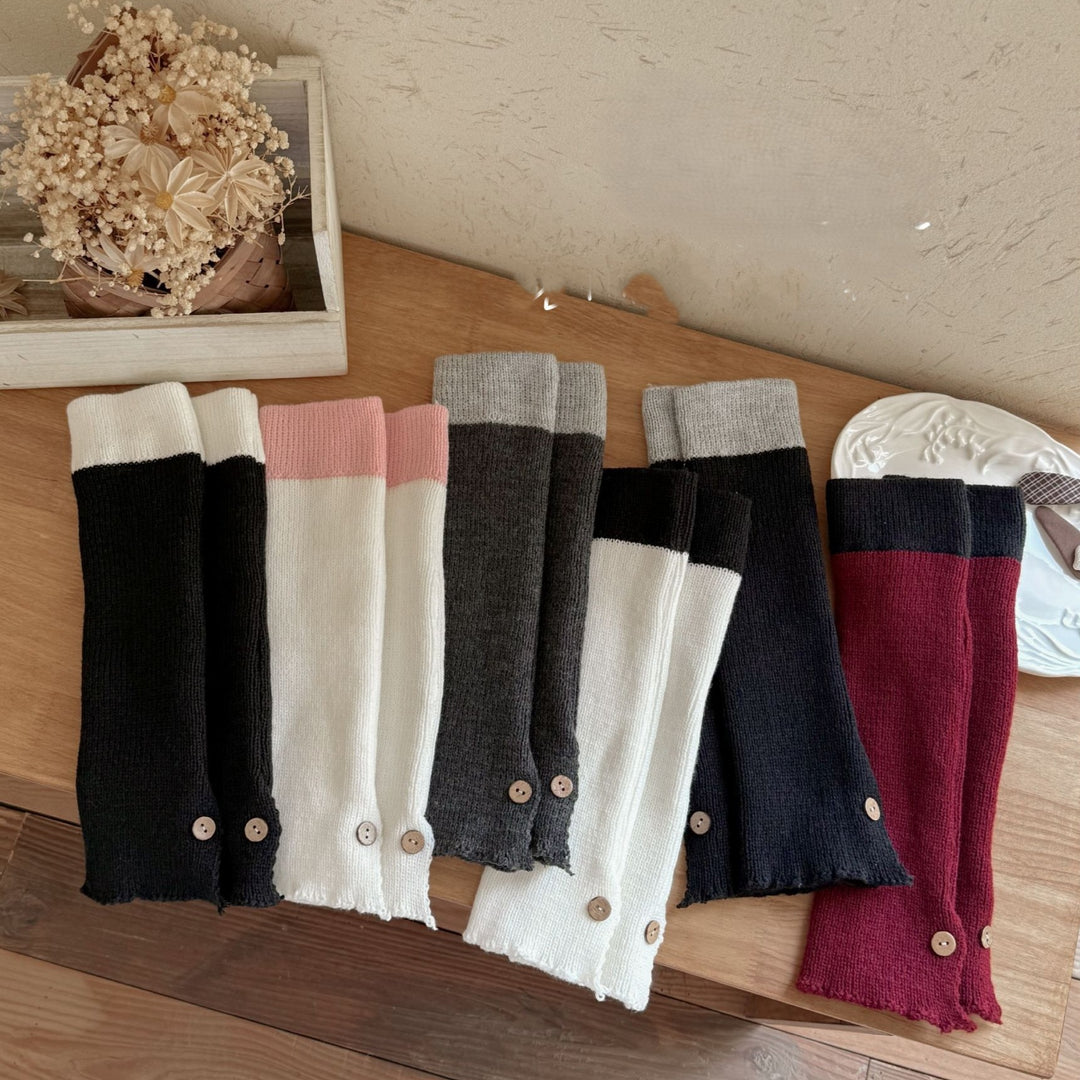 裾ボタンバイカラーレッグウォーマー