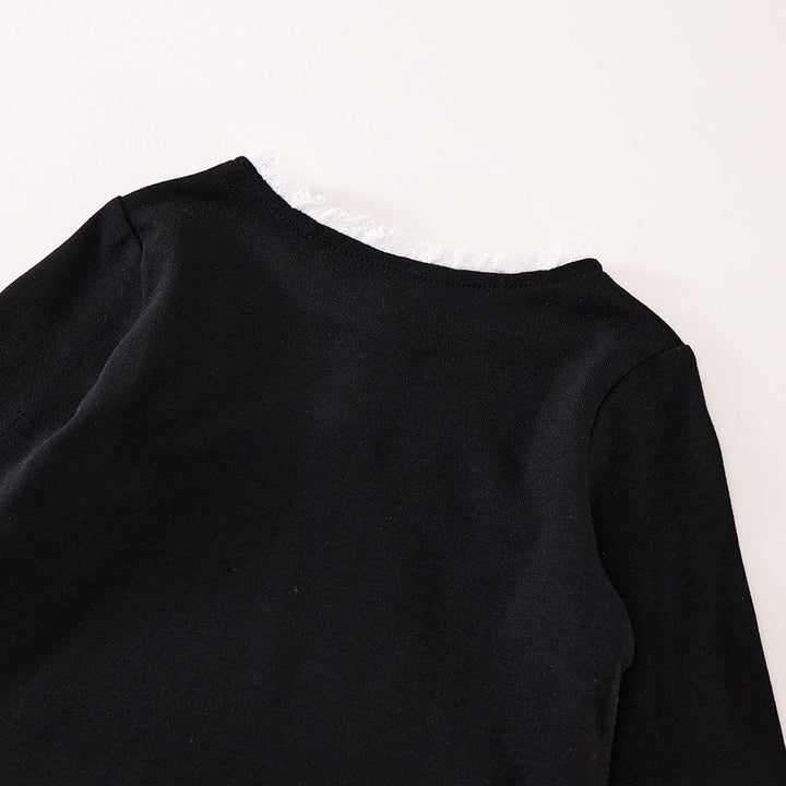 【90-140】首元レースロングTシャツ
