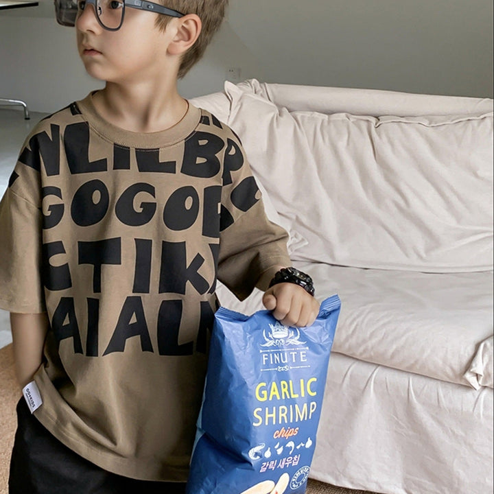 【120-150】英字デザインTシャツ