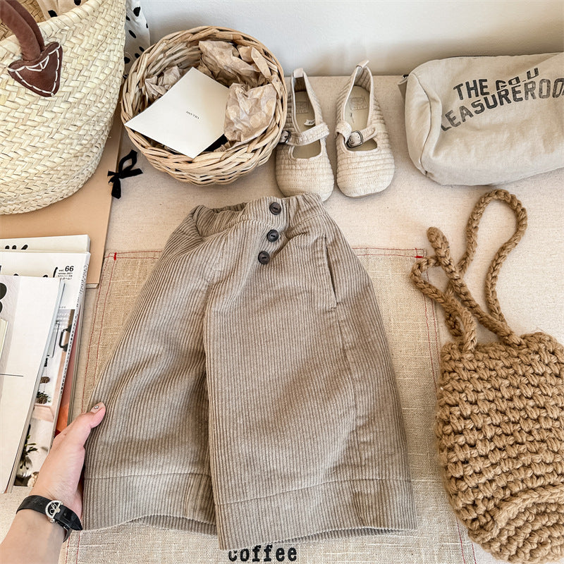 【80-130】コーデュロイワイドパンツ