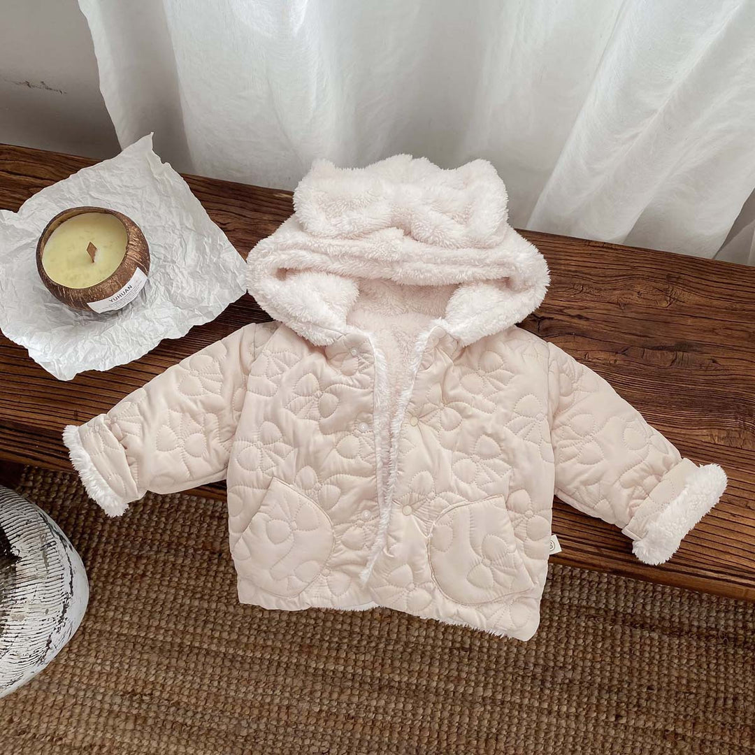 【73-100】リボンフード付きあったかジャケット